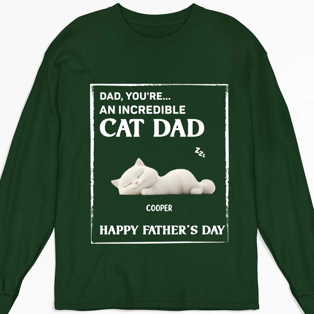 My Supper Cool Cat Dad - Personalized Custom Long Sleeve T-shirt - Image 8