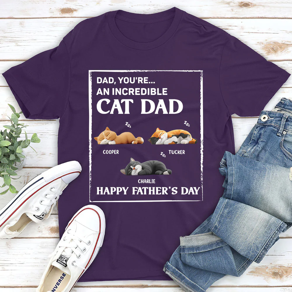 My Supper Cool Cat Dad - Personalized Custom Unisex T-Shirt - Image 3