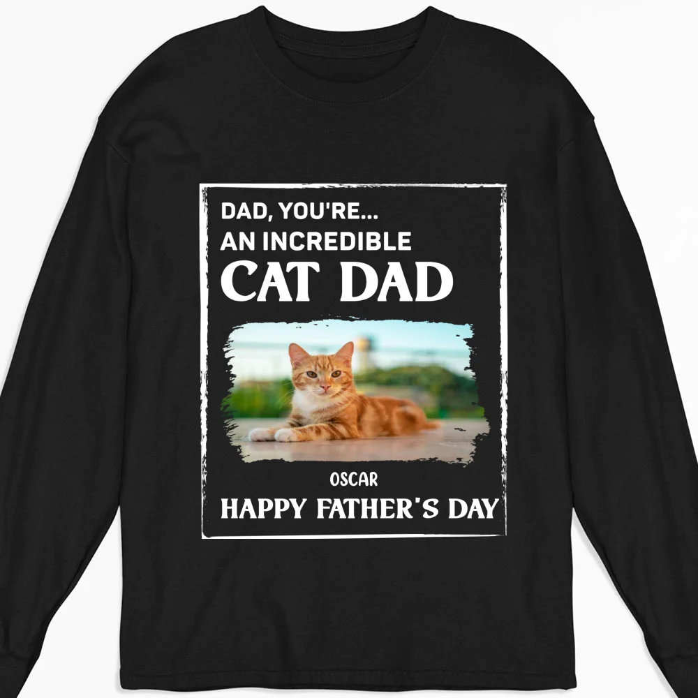 My Supper Cool Cat Dad Photo - Personalized Custom Long Sleeve T-shirt - Image 4