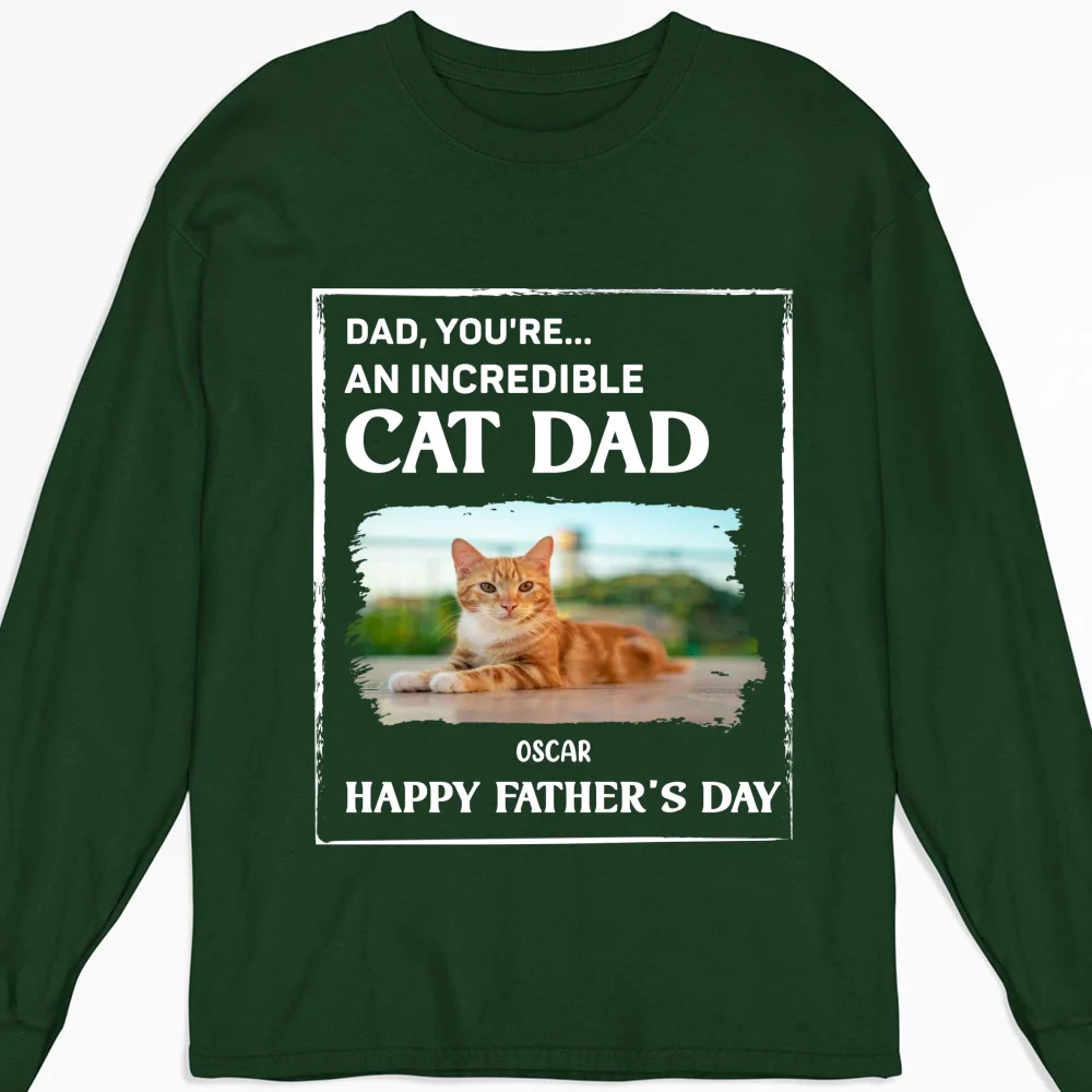 My Supper Cool Cat Dad Photo - Personalized Custom Long Sleeve T-shirt - Image 6