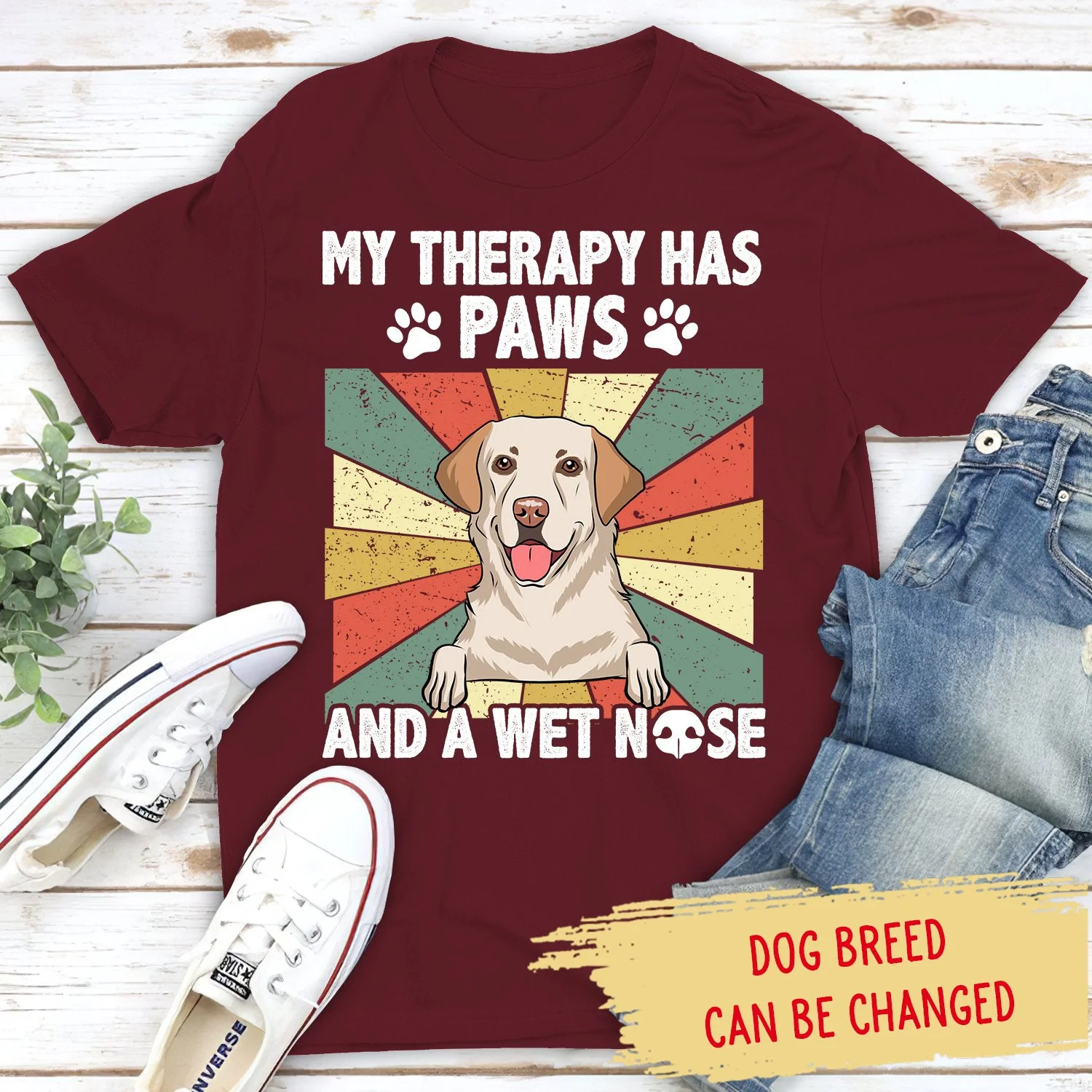 My Therapy Has A Wet Nose - Personalized Custom Unisex T-shirt - Image 2