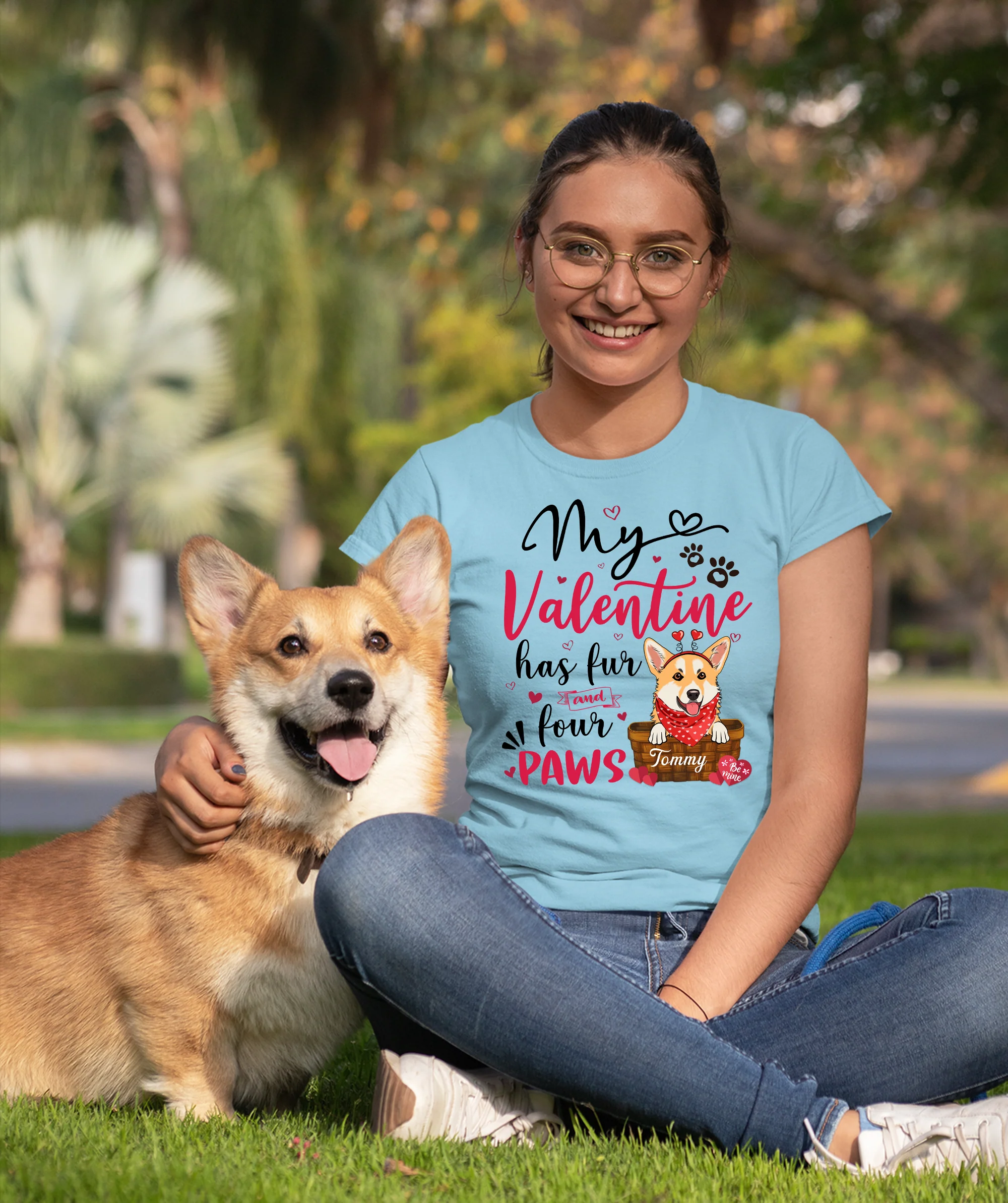 My Valentine Has Paws - Personalized Custom Unisex T-shirt - Image 4