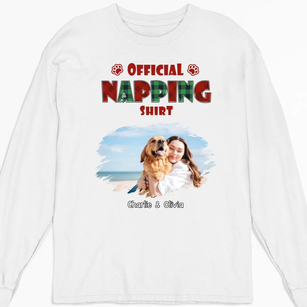 Napping Time Photo - Personalized Custom Long Sleeve T-shirt - Image 4