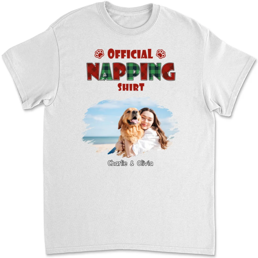 Napping Time Photo - Personalized Custom Unisex T-Shirt - Image 3