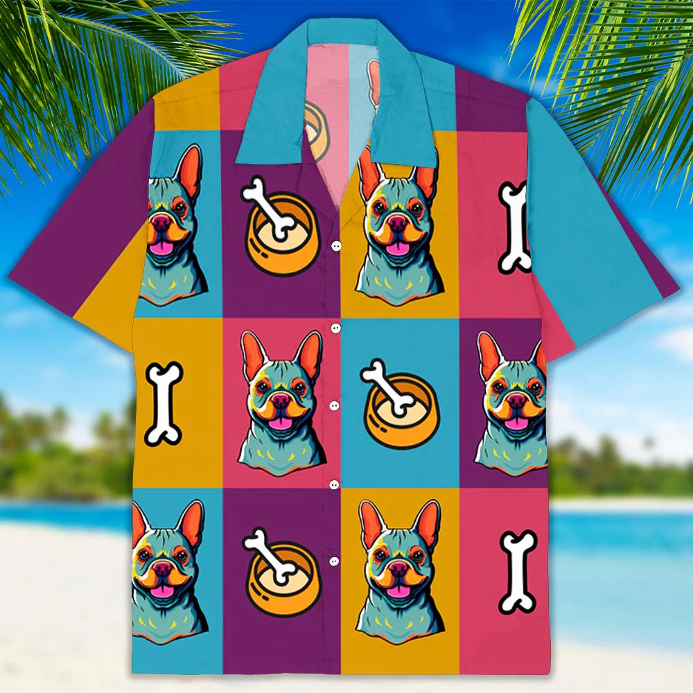 Neon Pop Art Dog - Personalized Custom Hawaiian Shirt - Image 2