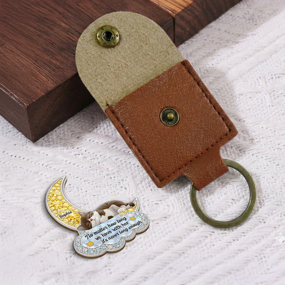 Never Long Enough - Personalized Custom 3D Effect Wooden Pocket Hug - Image 2