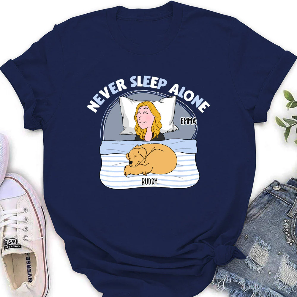 Never Sleep Alone - Personalized Custom Women's T-shirt - Image 5