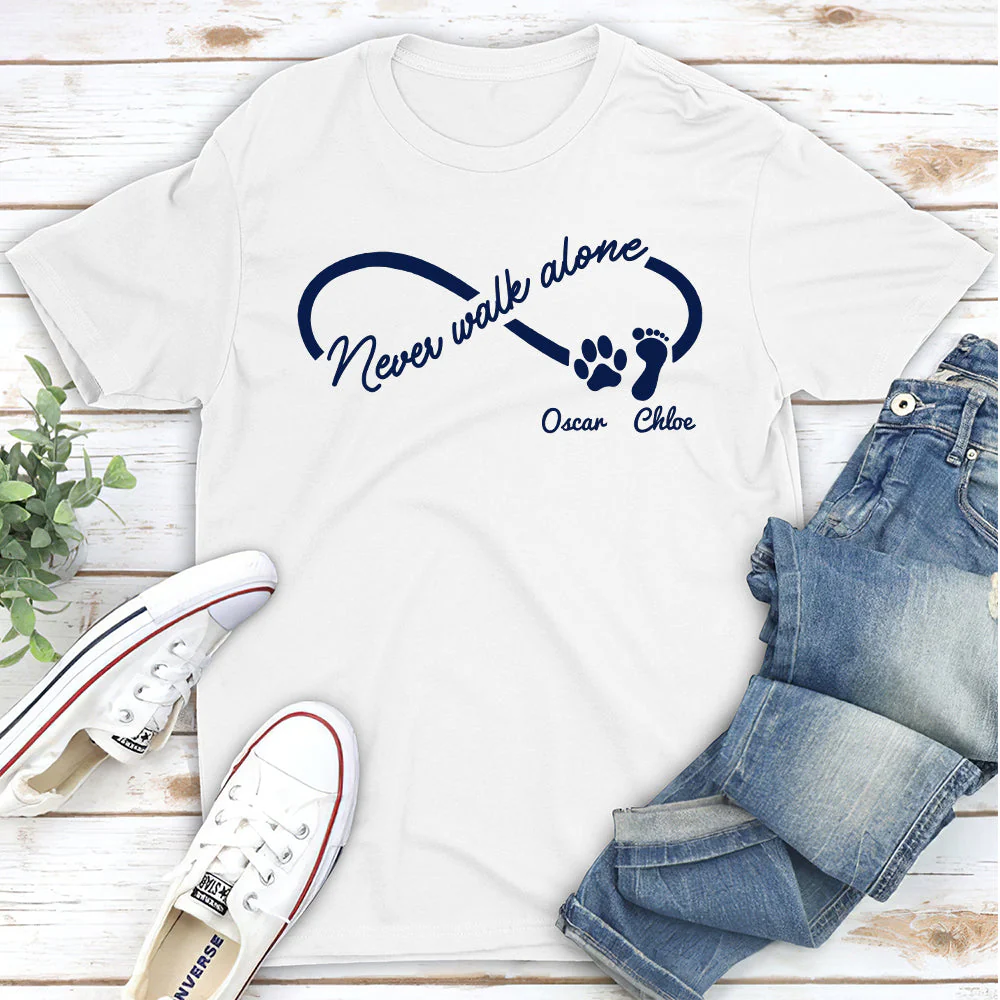 Never Walk Alone - Personalized Custom Unisex T-shirt - Image 2