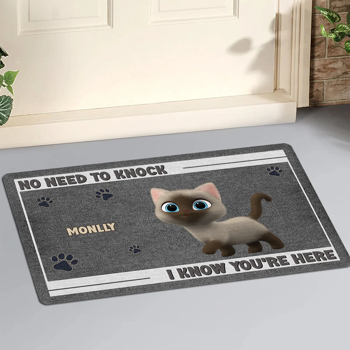 No Need To Knock Cat Version 2 - Personalized Custom Doormat - Image 2