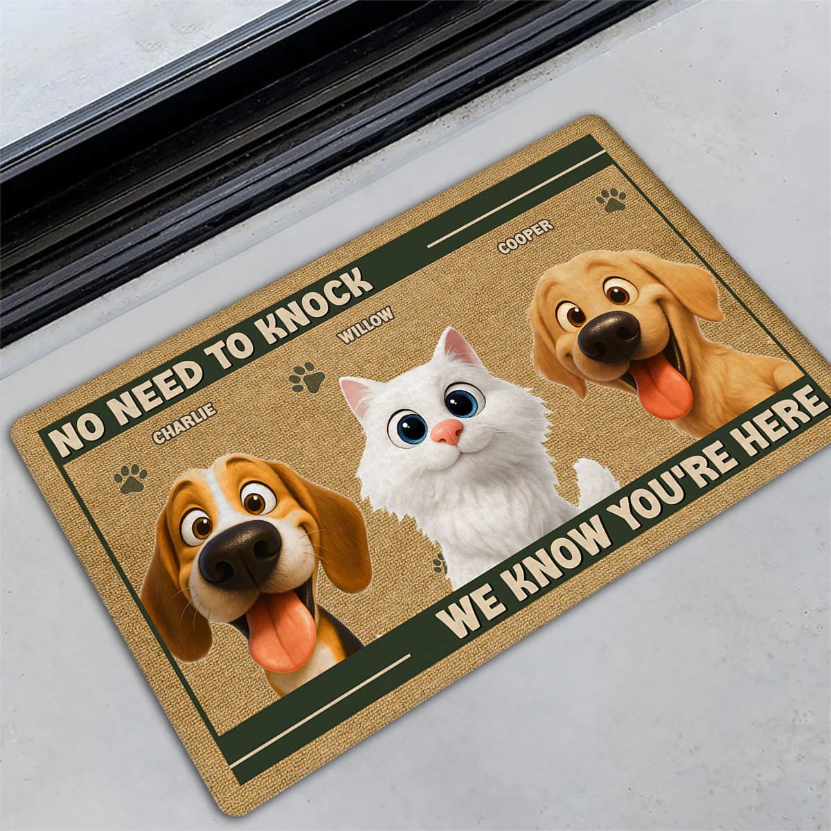 No Need To Knock Fur Peeking Ver - Personalized Custom Doormat - Image 3