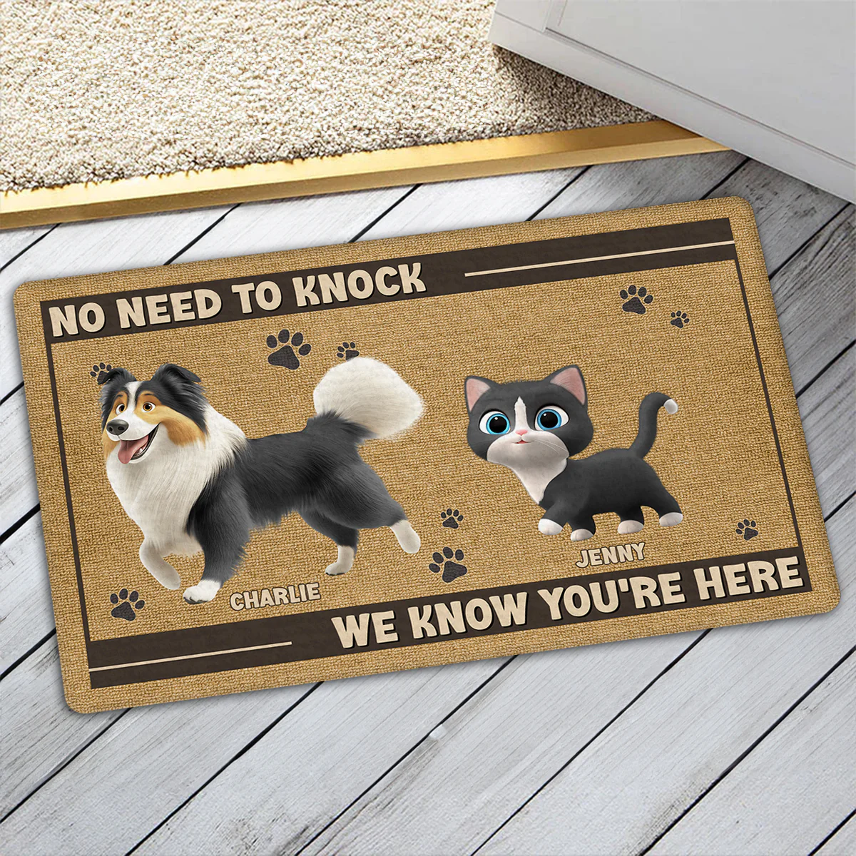 No Need To Knock Pet Version 2 - Personalized Custom Doormat - Image 5
