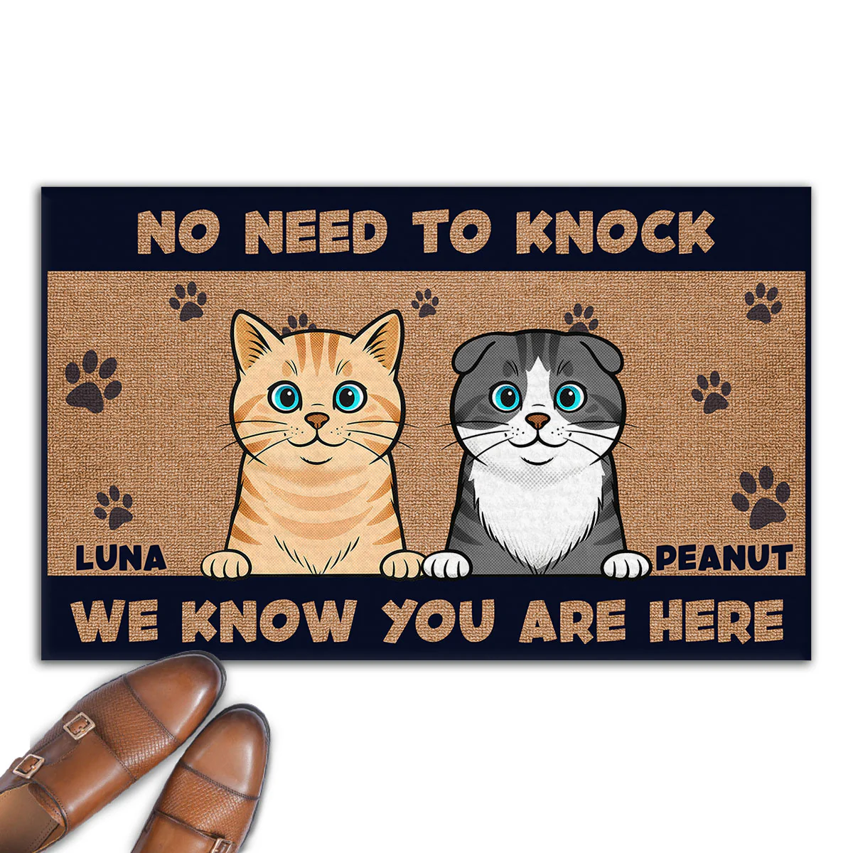 No Need To Knock Retro Vibe Ver Cat - Personalized Custom Doormat