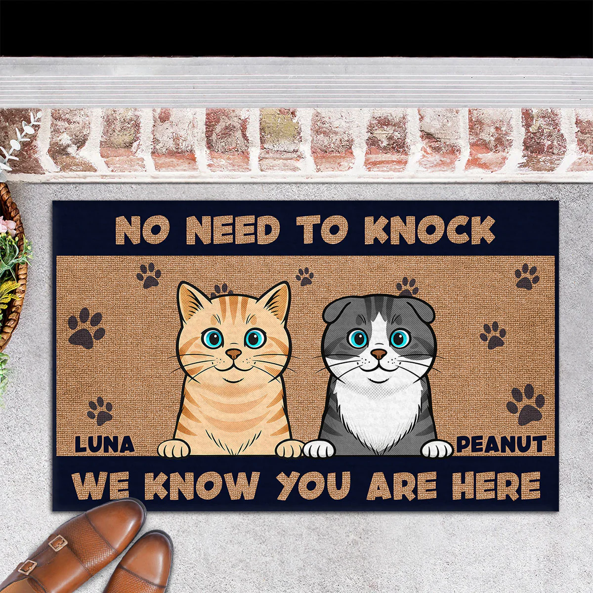 No Need To Knock Retro Vibe Ver Cat - Personalized Custom Doormat - Image 2