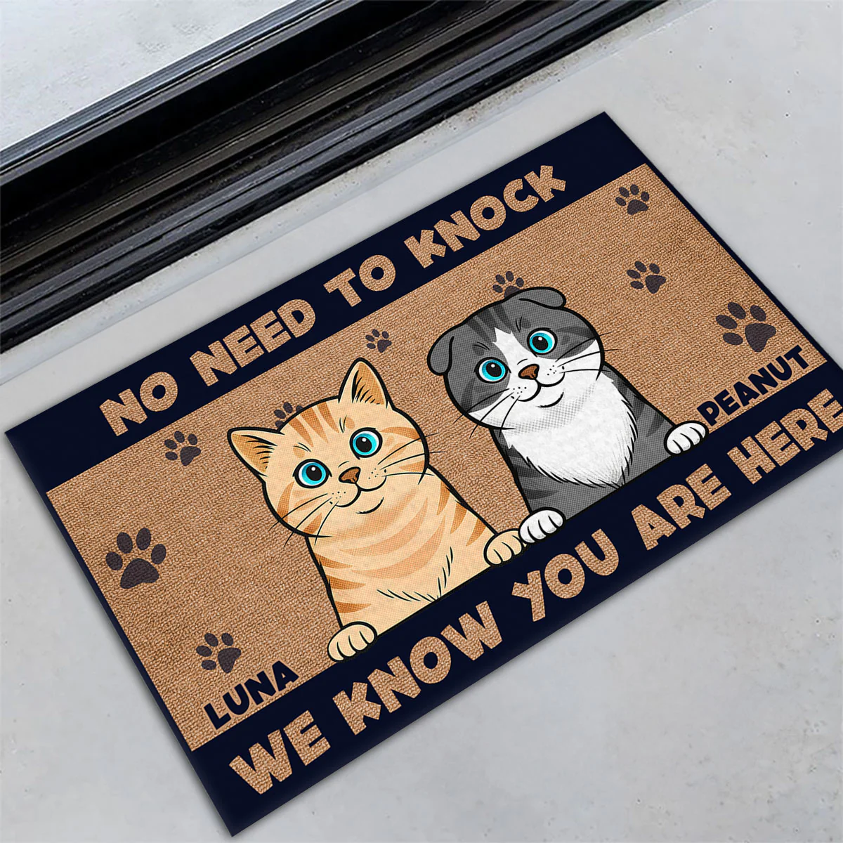 No Need To Knock Retro Vibe Ver Cat - Personalized Custom Doormat - Image 3