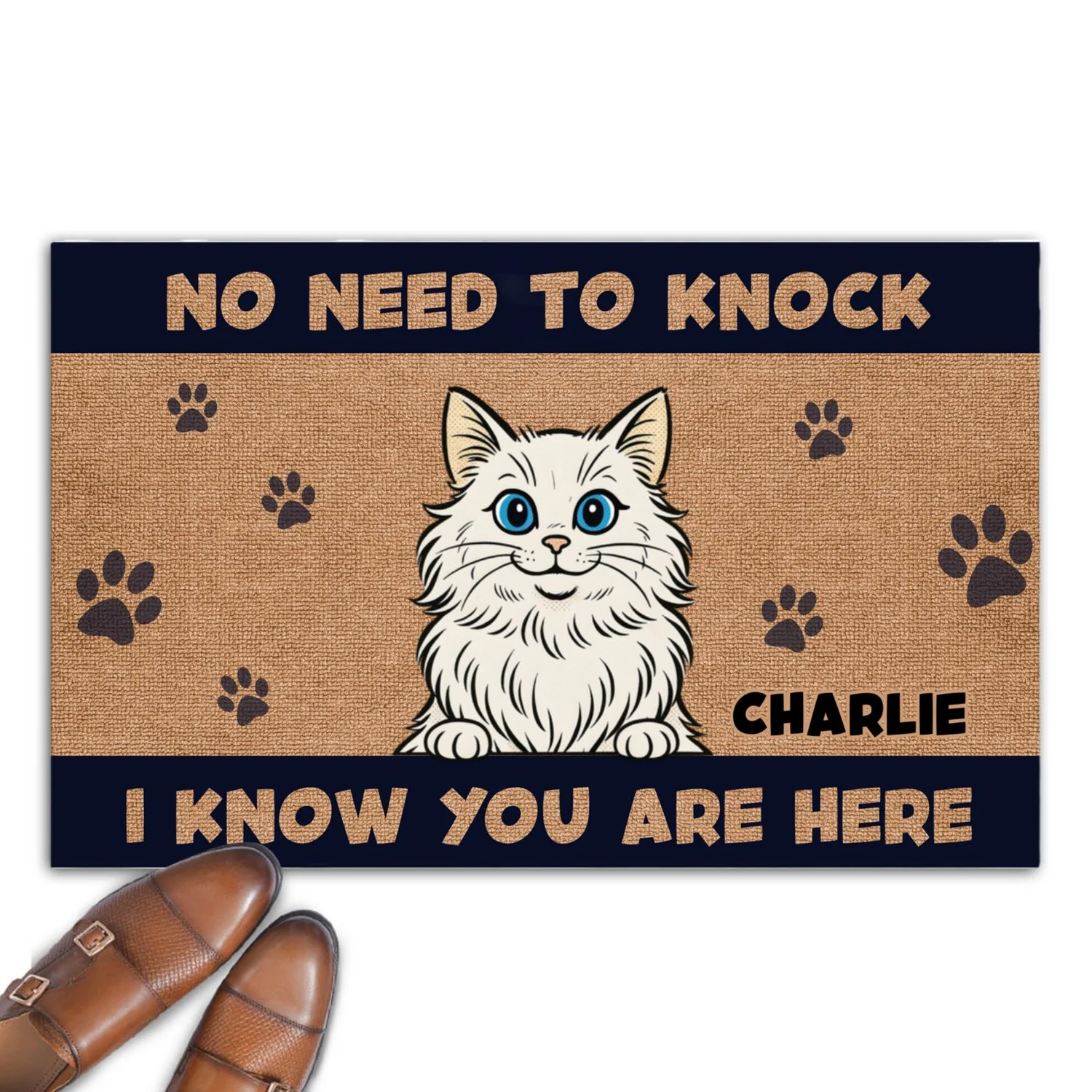 No Need To Knock Retro Vibe Ver Cat - Personalized Custom Doormat - Image 7