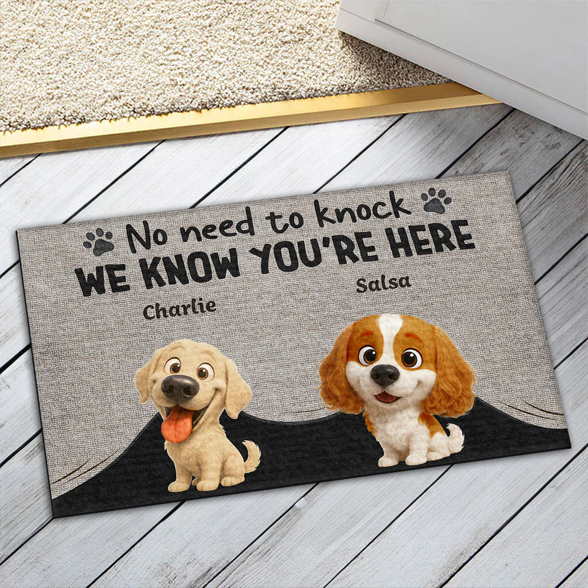 No Need To Knock We Know You Cartoon - Personalized Custom Doormat - Image 3