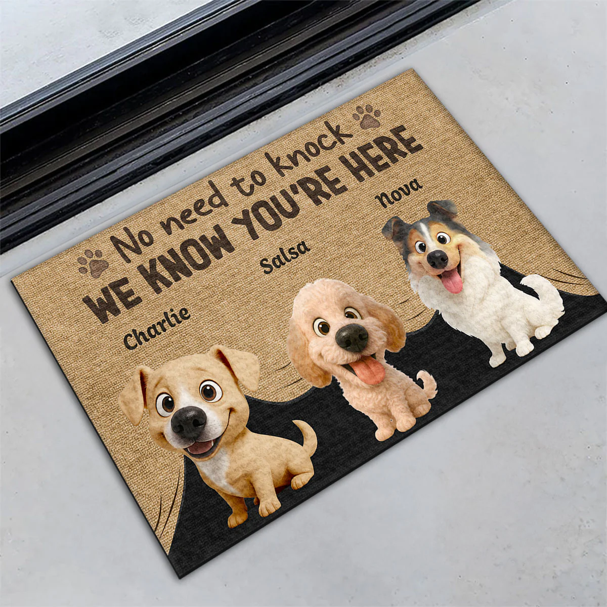 No Need To Knock We Know You Cartoon - Personalized Custom Doormat - Image 4