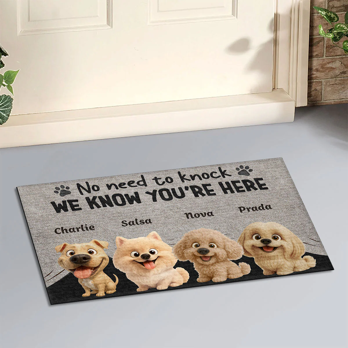 No Need To Knock We Know You Cartoon - Personalized Custom Doormat - Image 5