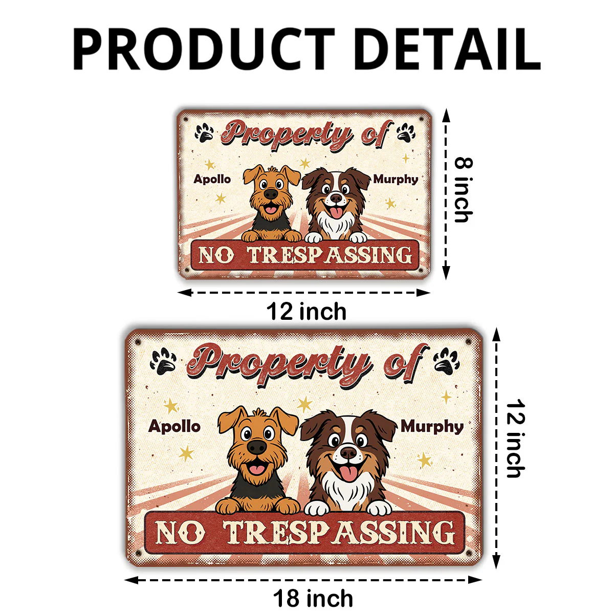 No Trespassing Retro Dog - Personalized Custom Metal Sign - Image 5