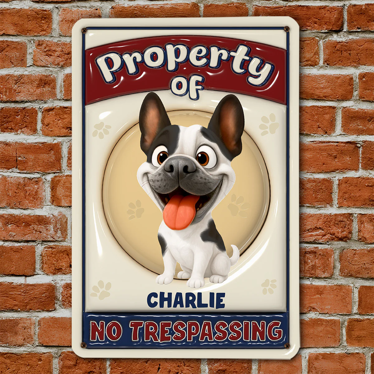 No Trespassing Ver Caricature Dog - Personalized Custom 3D Inflated Effect Metal Sign - Image 2