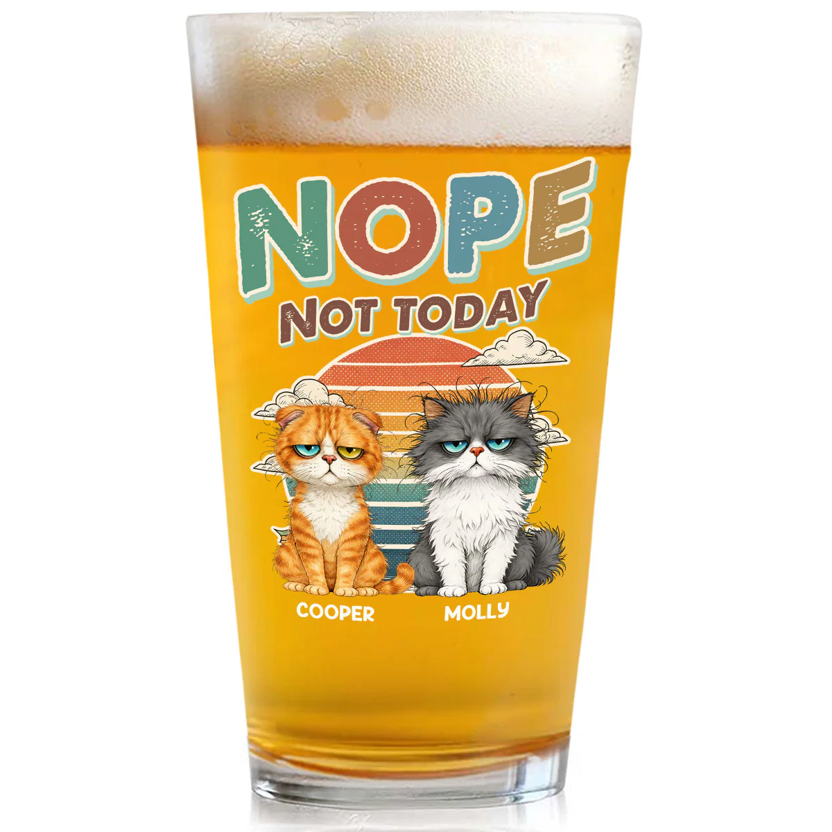 Nope Not Today - Personalized Custom Beer Glass