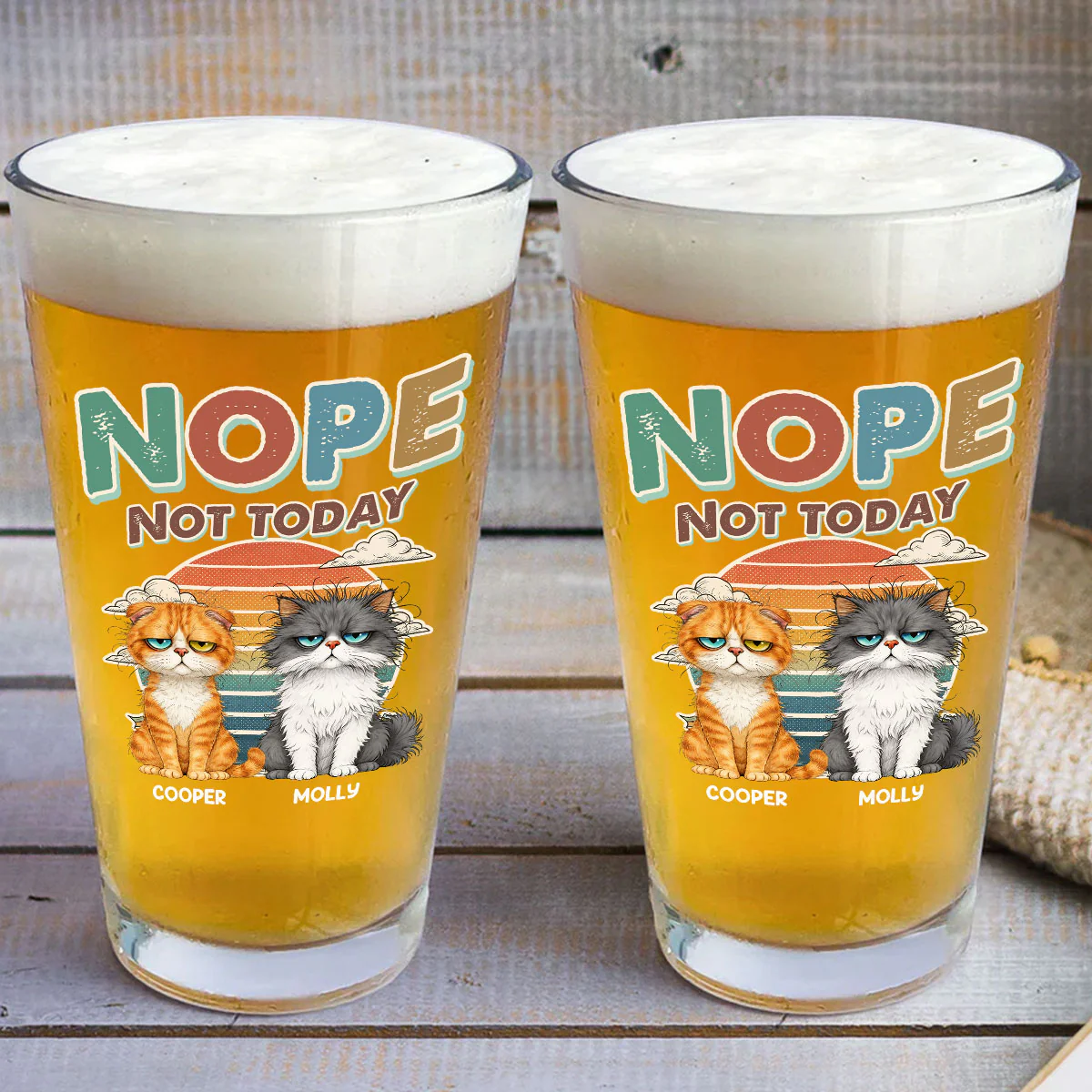 Nope Not Today - Personalized Custom Beer Glass - Image 2