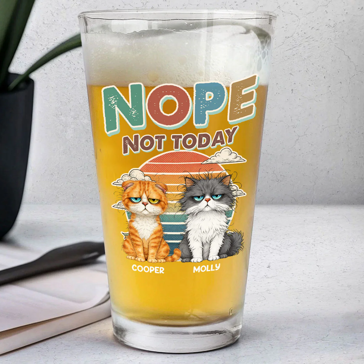 Nope Not Today - Personalized Custom Beer Glass - Image 4