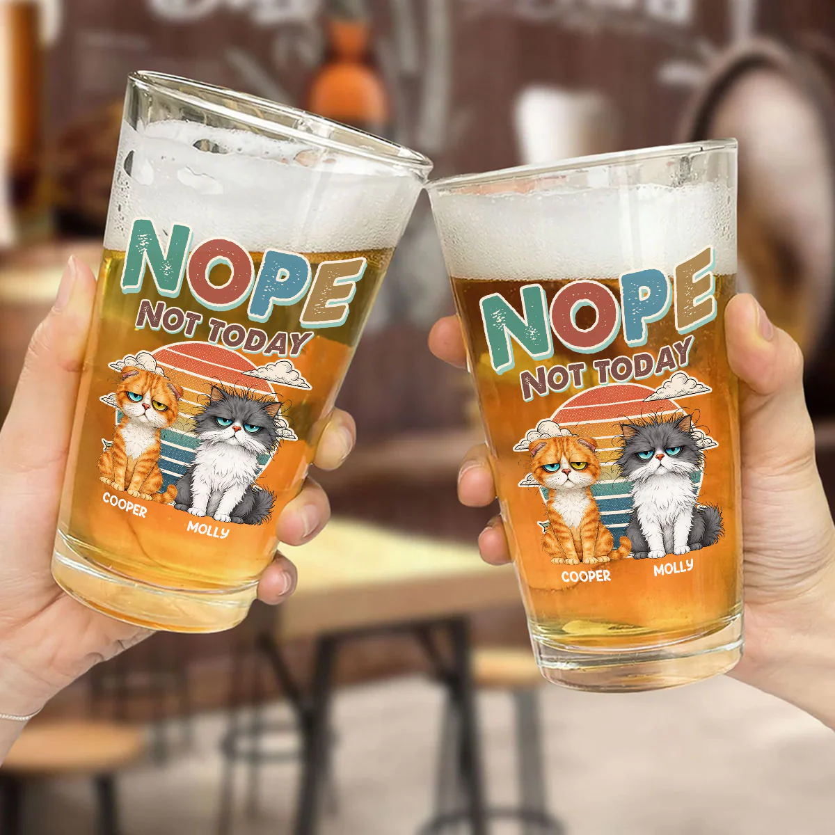 Nope Not Today - Personalized Custom Beer Glass - Image 5