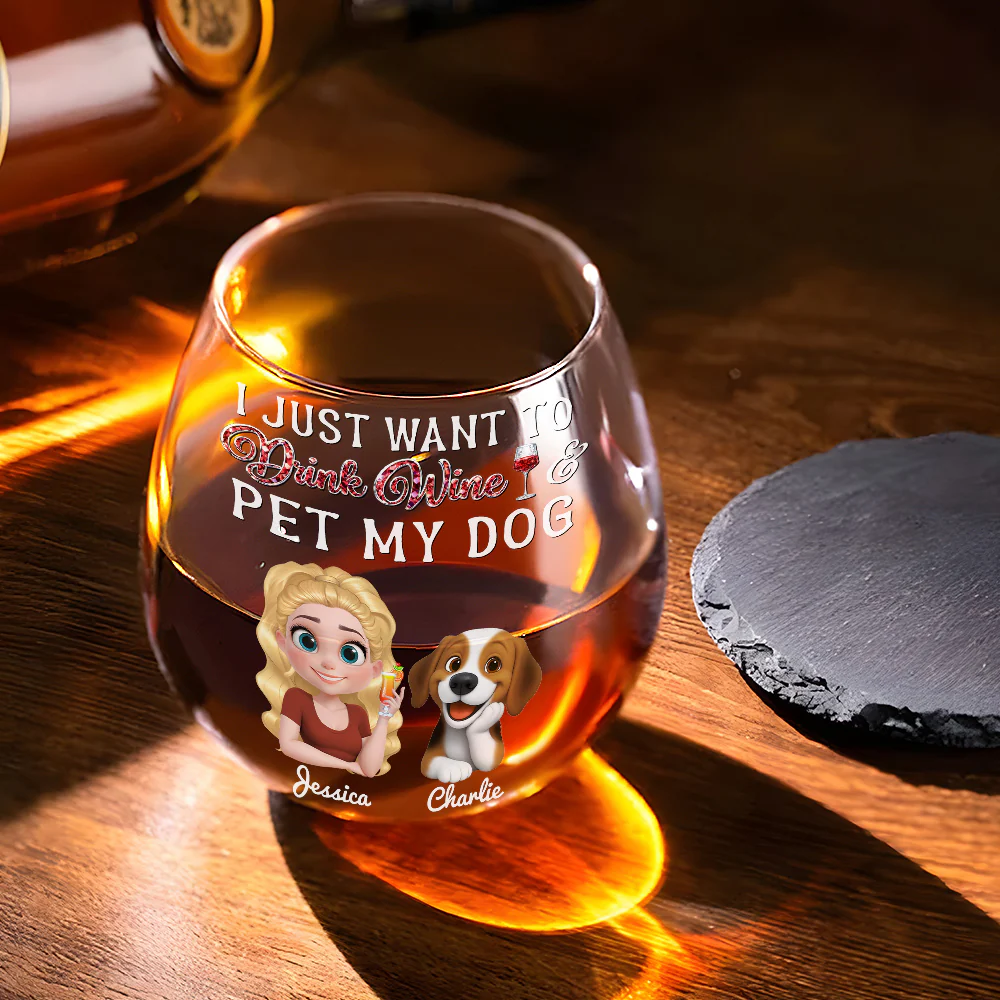 Not Drinking Alone Version 2 - Personalized Custom Wine Glass - Image 3