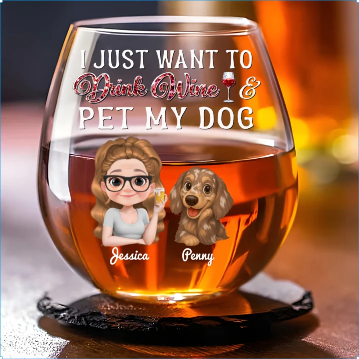 Not Drinking Alone Version 2 - Personalized Custom Wine Glass - Image 5