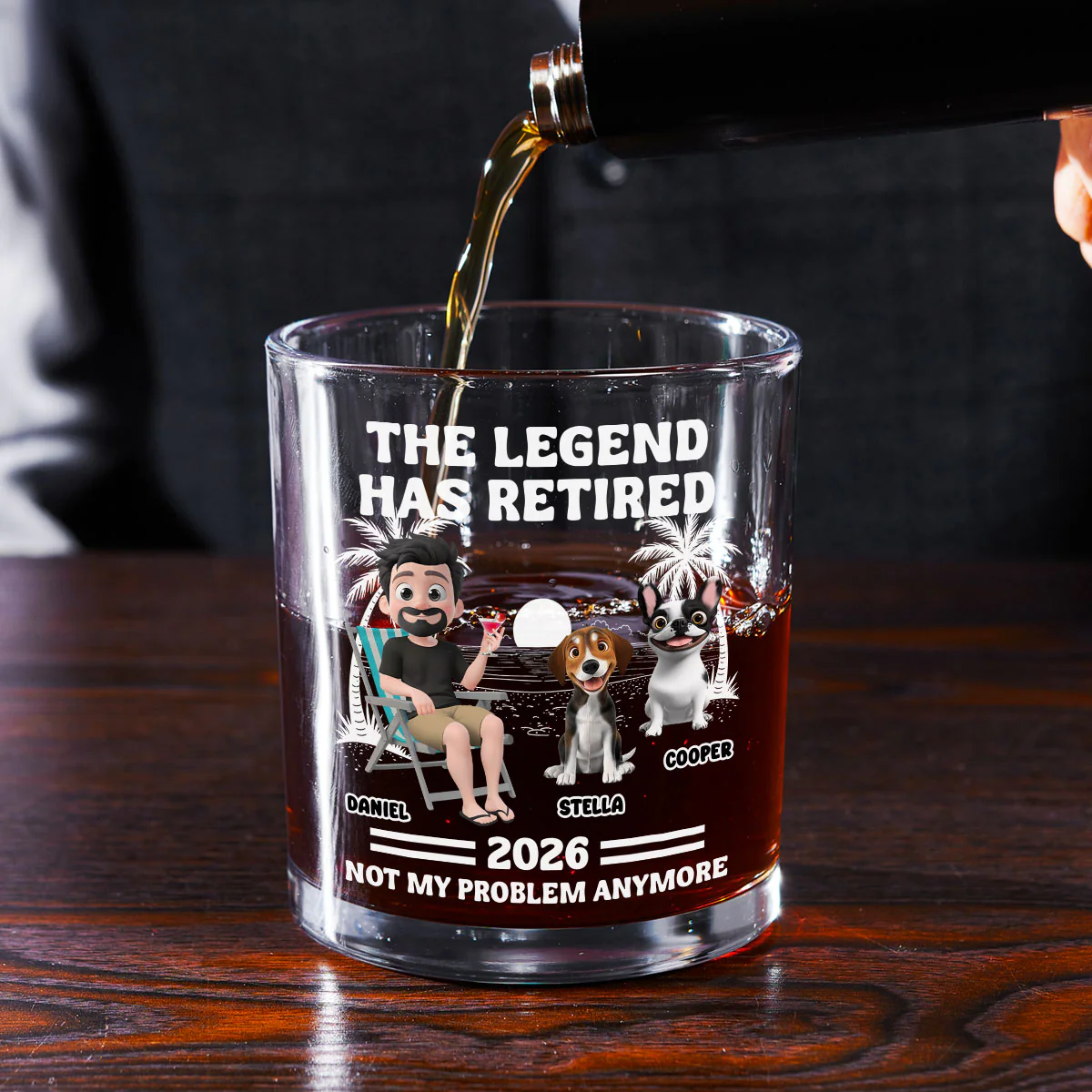 Not My Problem Dad Ver - Personalized Custom Whiskey Glass - Image 2