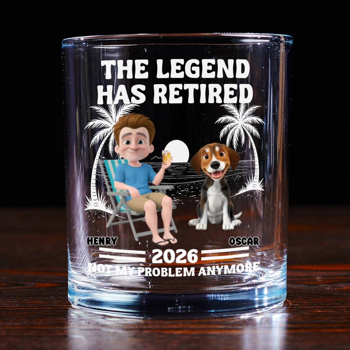 Not My Problem Dad Ver - Personalized Custom Whiskey Glass - Image 5