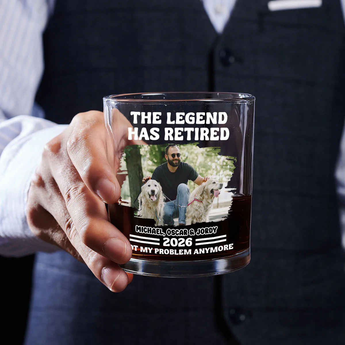 Not My Problem Dad Ver Photo - Personalized Custom Whiskey Glass - Image 3