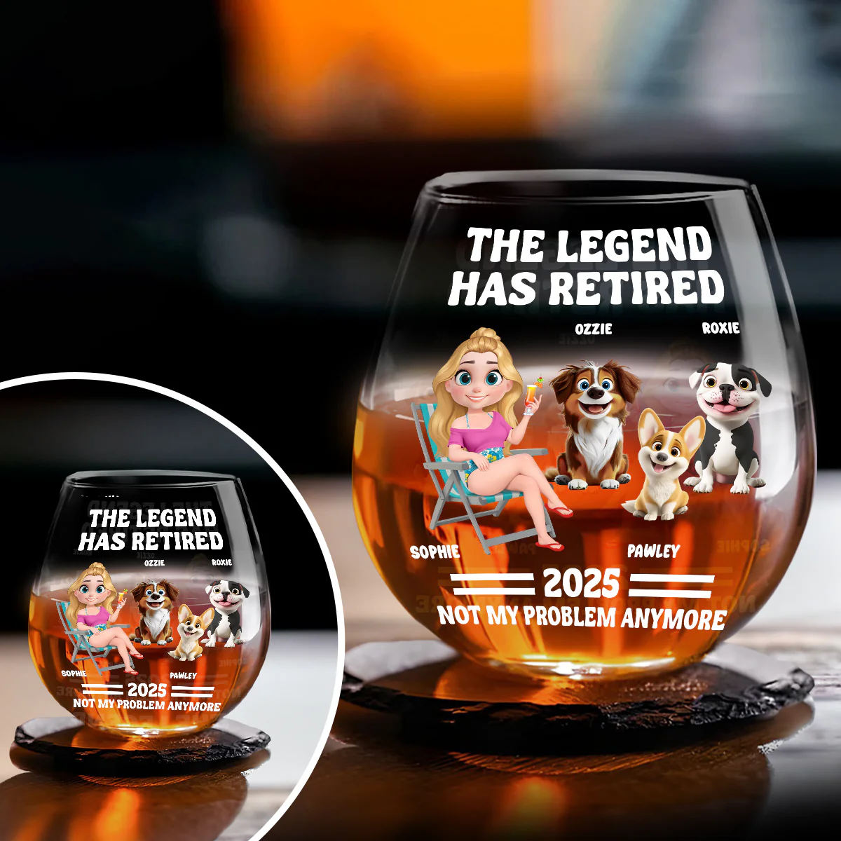 Not My Problem - Personalized Custom Wine Glass - Image 2