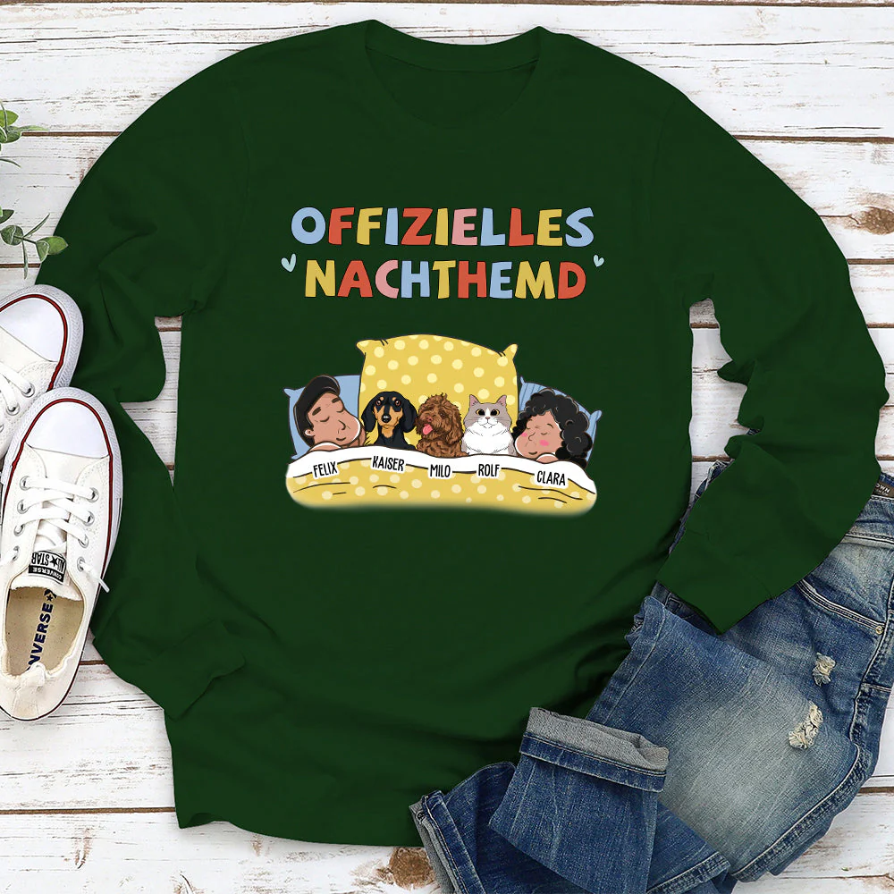 Offizielles Nachthemd Haustiere Für Paare 2 - Personalisiertes Langarm T-shirt - Image 3