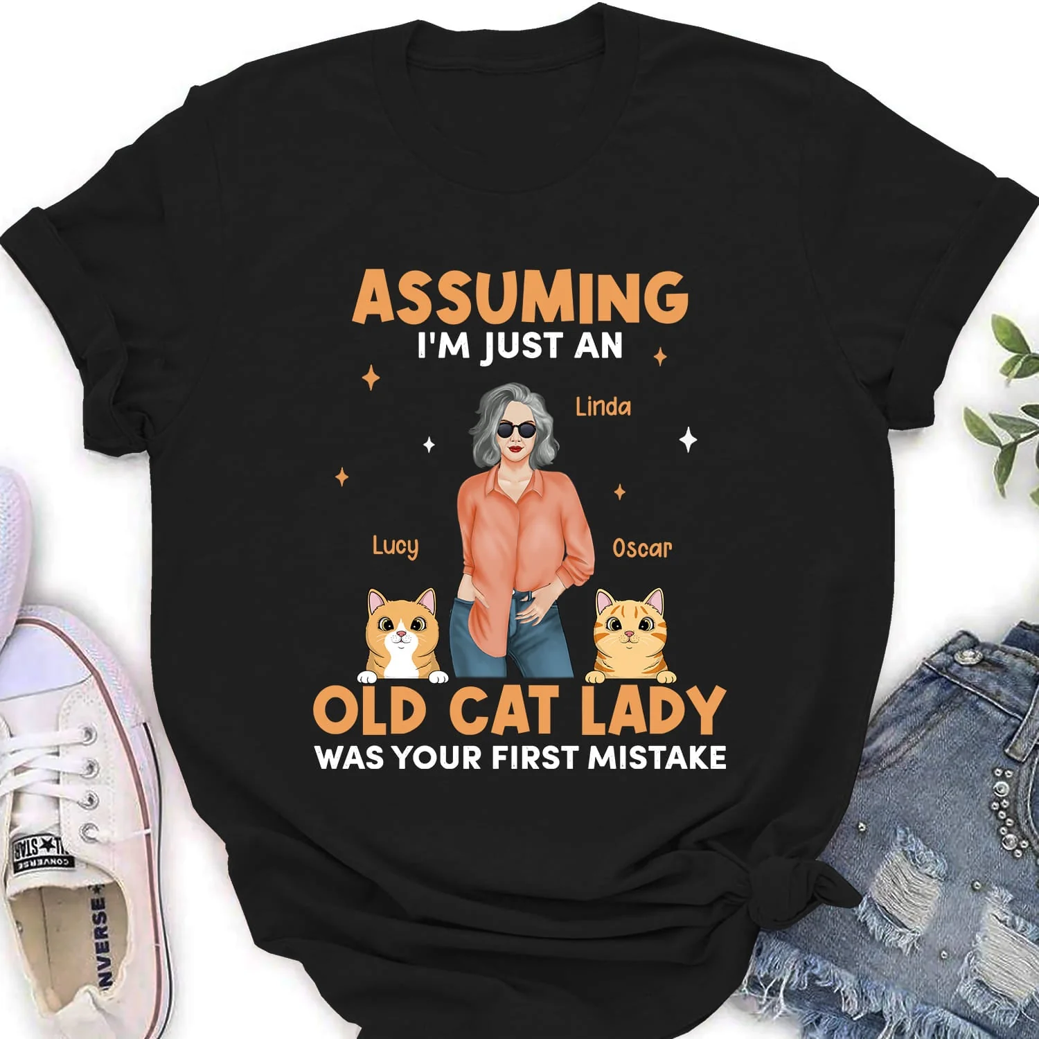 Old Cat Lady - Personalized Custom Women's T-shirt