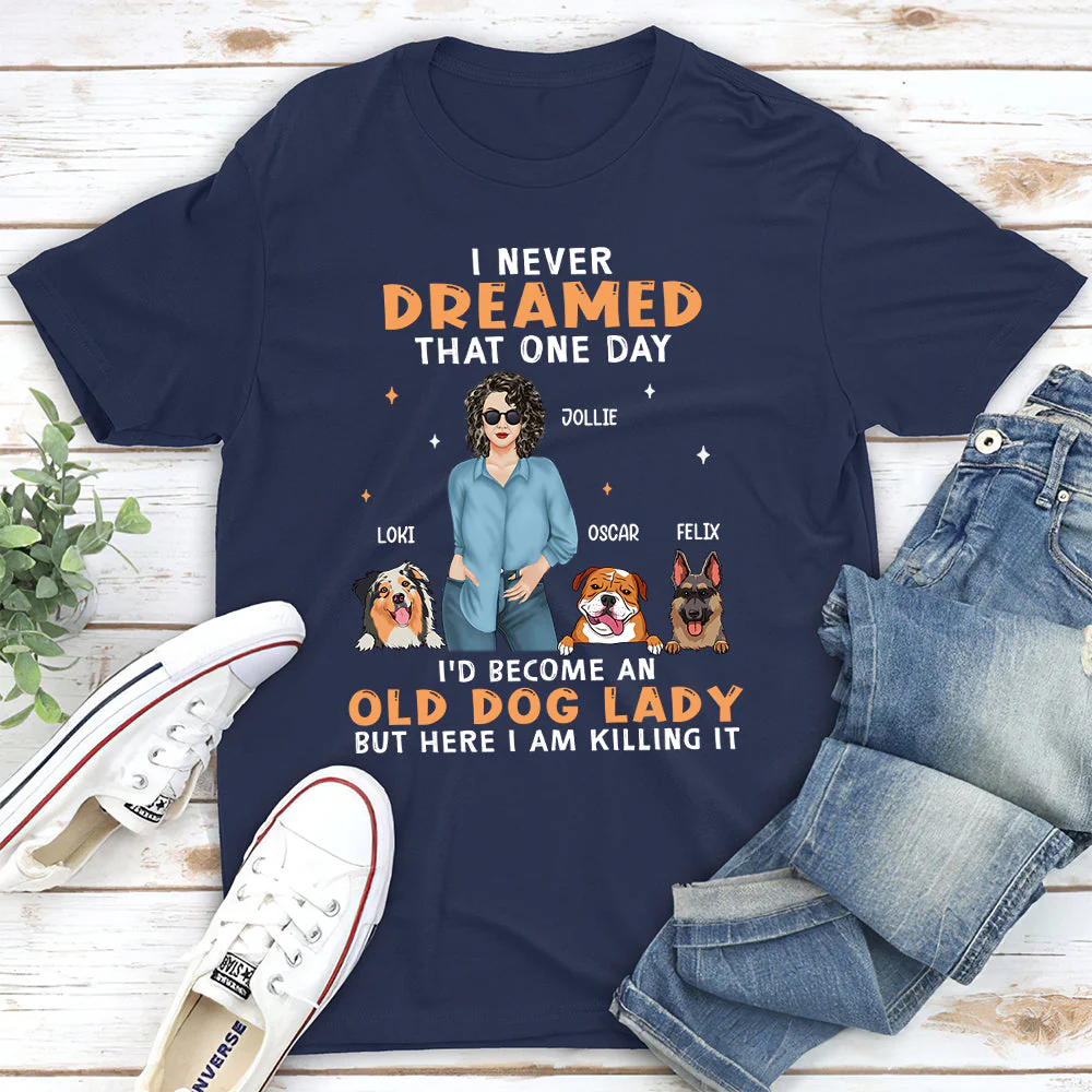 Old Dog Lady 2 - Personalized Custom Unisex T-shirt - Image 5