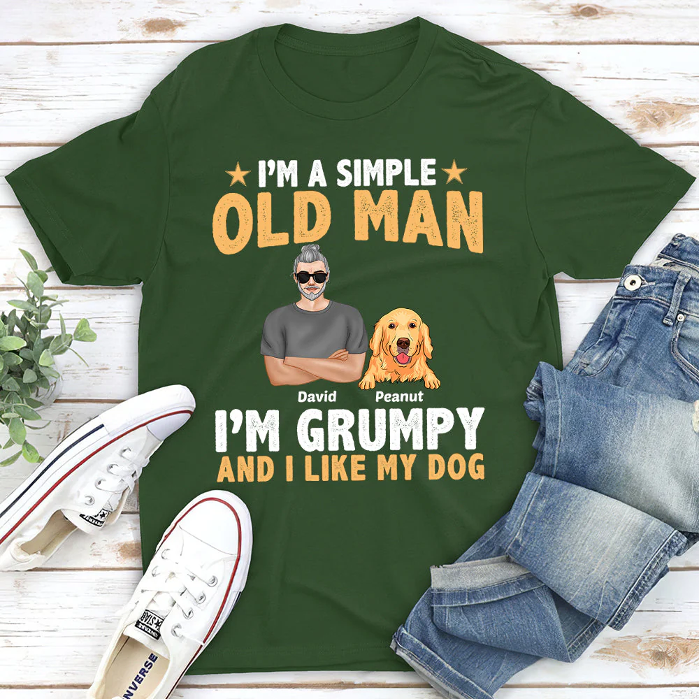 Old Man And Dogs - Personalized Custom Unisex T-shirt - Image 2