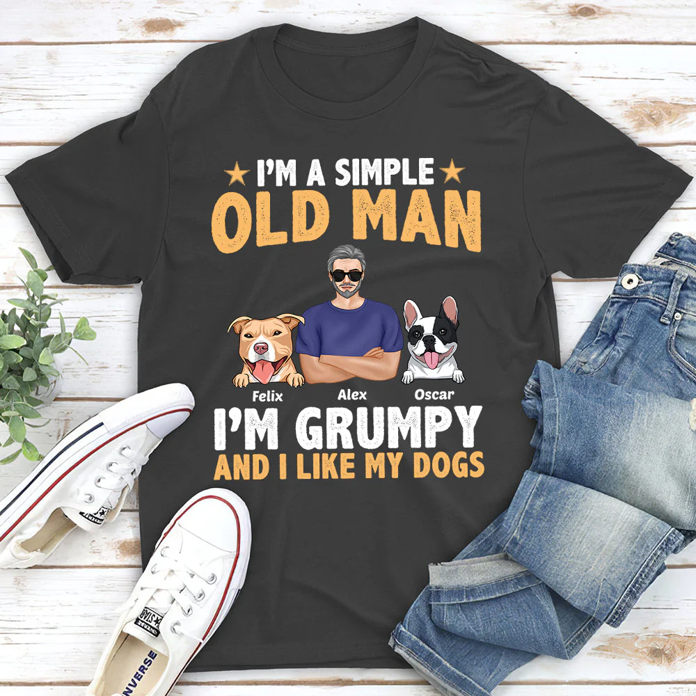 Old Man And Dogs - Personalized Custom Unisex T-shirt - Image 4