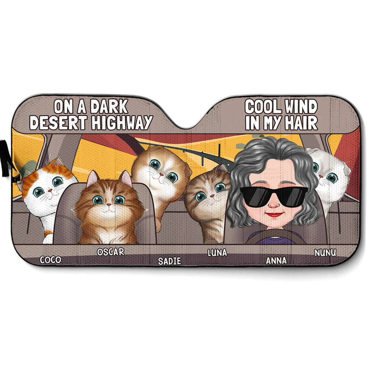 On A Dark Desert Highway - Personalized Car Sunshade - Image 2