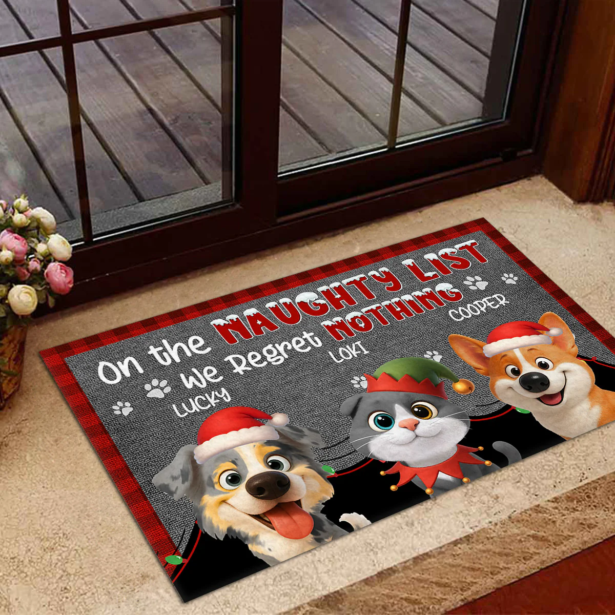 On Naughty List Pet Version - Personalized Custom Doormat - Image 4