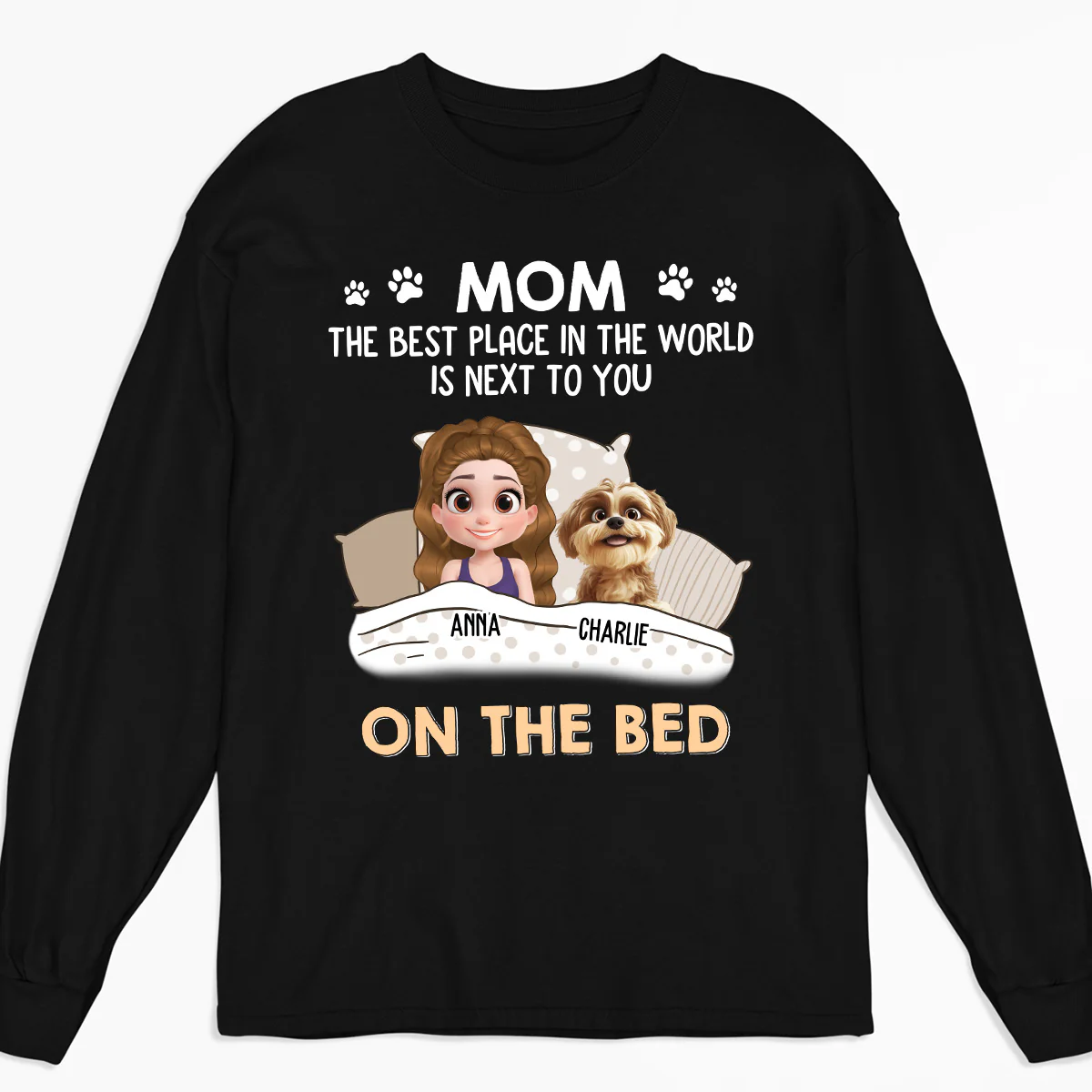 On The Bed - Personalized Custom Long Sleeve T-shirt