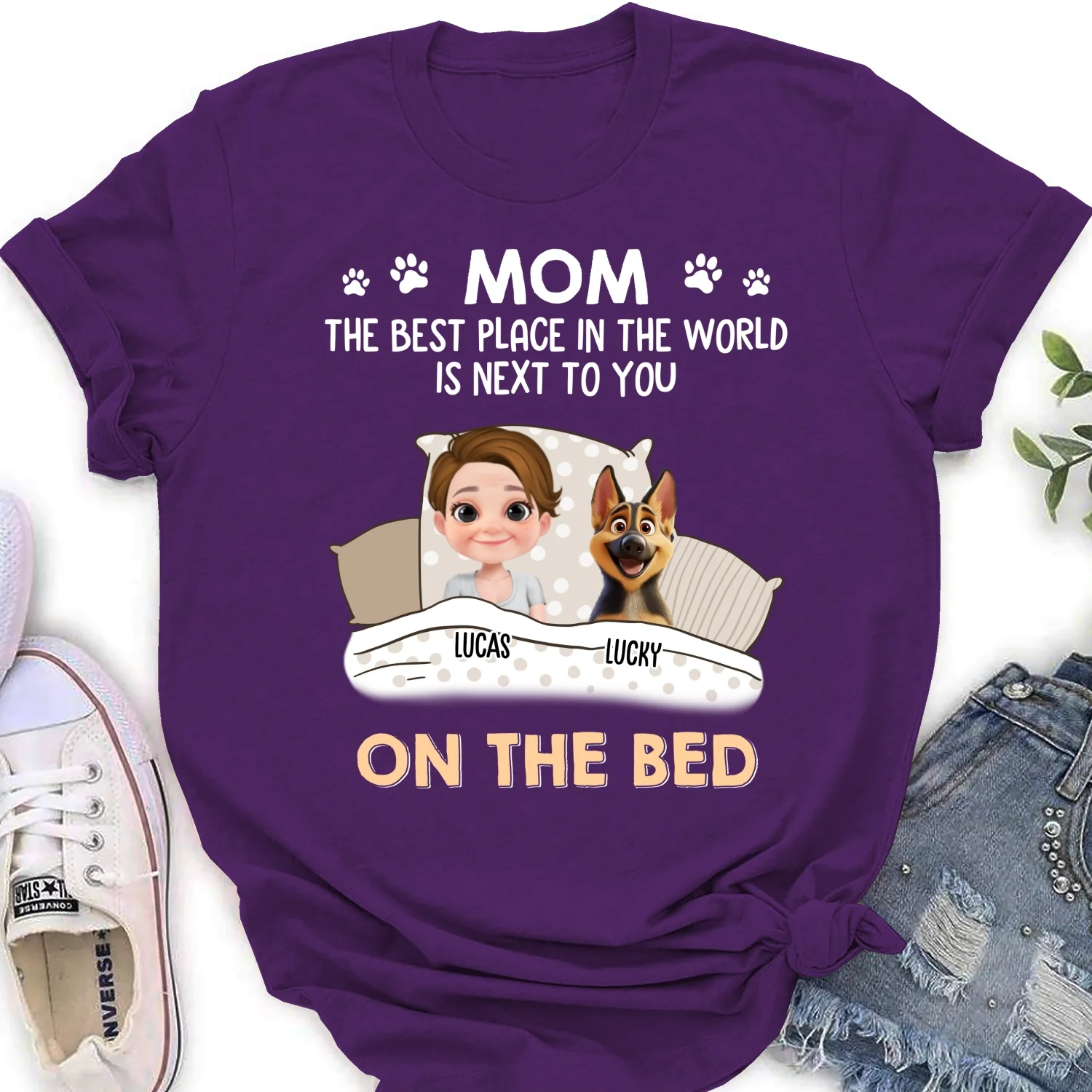 On The Bed - Personalized Custom Women's T-shirt - Image 10