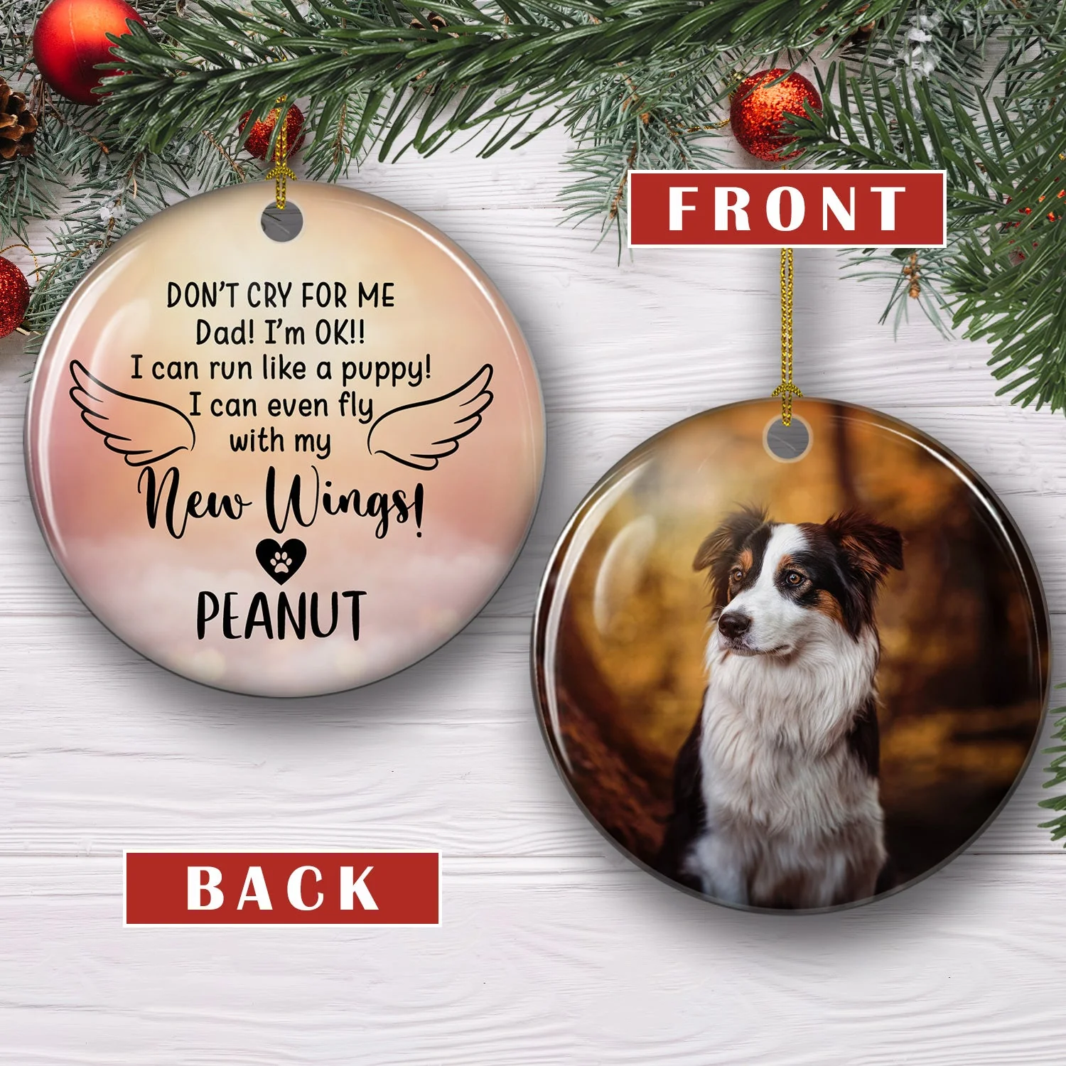 Once By My Side - Personalized Custom Circle Ceramic Ornament - Image 3