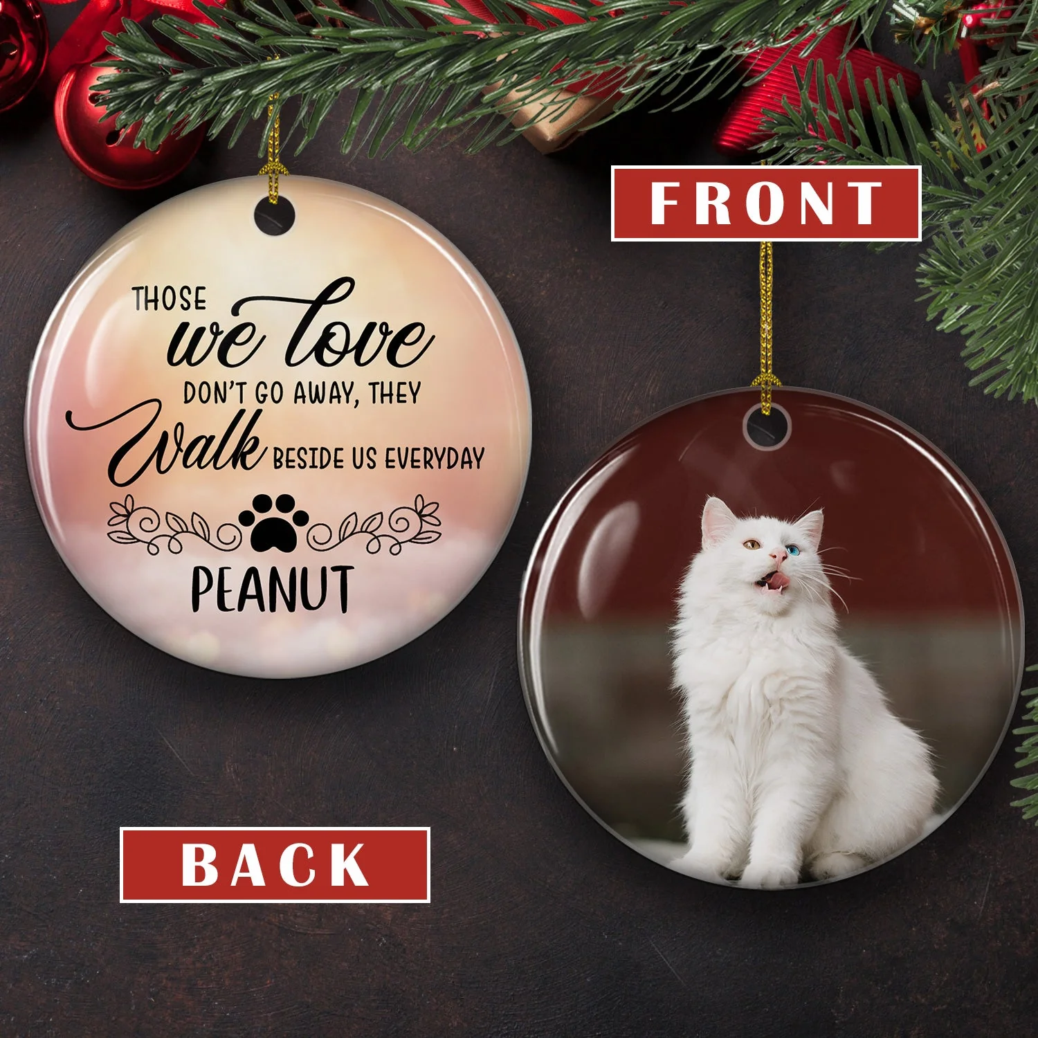 Once By My Side - Personalized Custom Circle Ceramic Ornament - Image 6