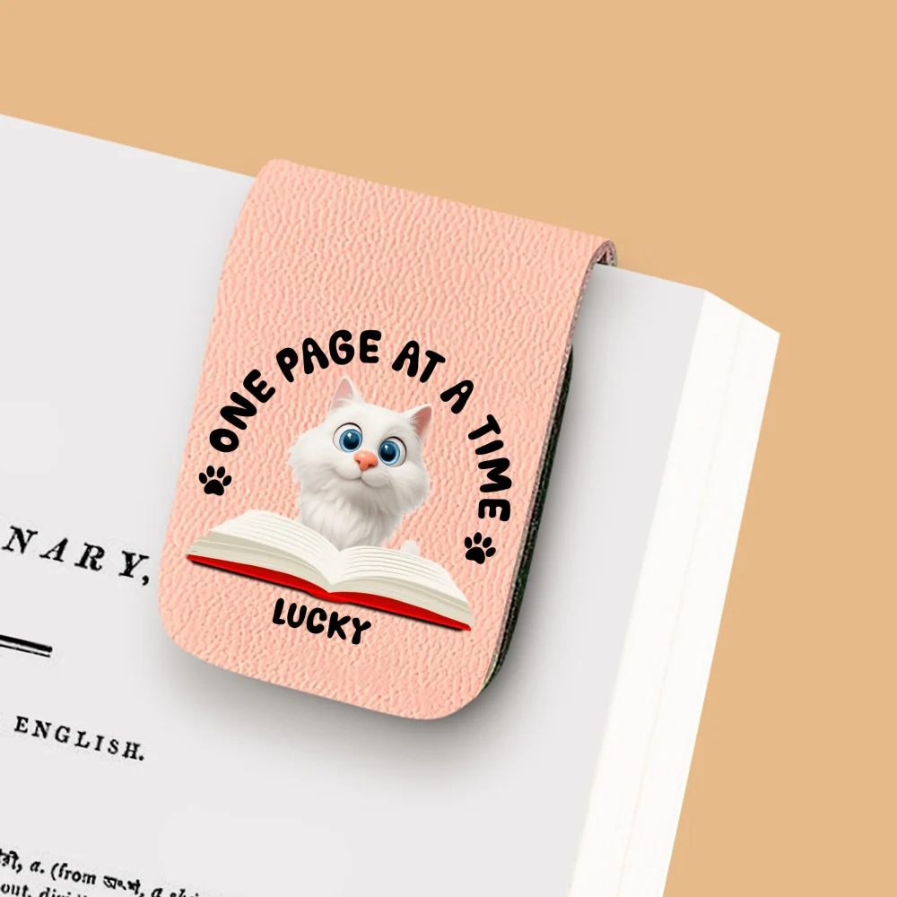 One Page Once With Cat - Personalized Custom Leather Bookmark - Image 10
