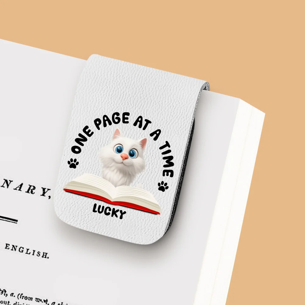 One Page Once With Cat - Personalized Custom Leather Bookmark - Image 11