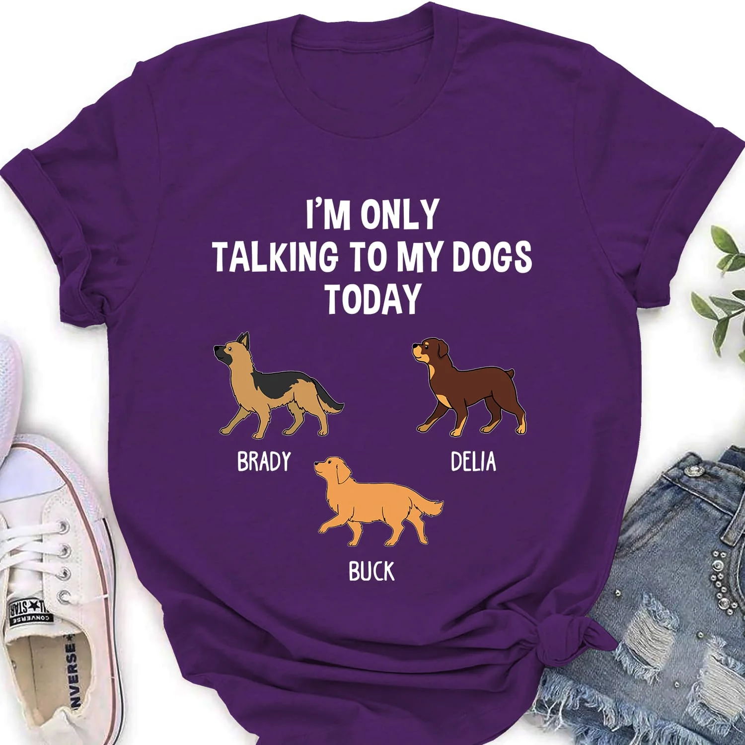 Only Talk To My Dog - Personalized Custom Women's T-shirt - Image 4