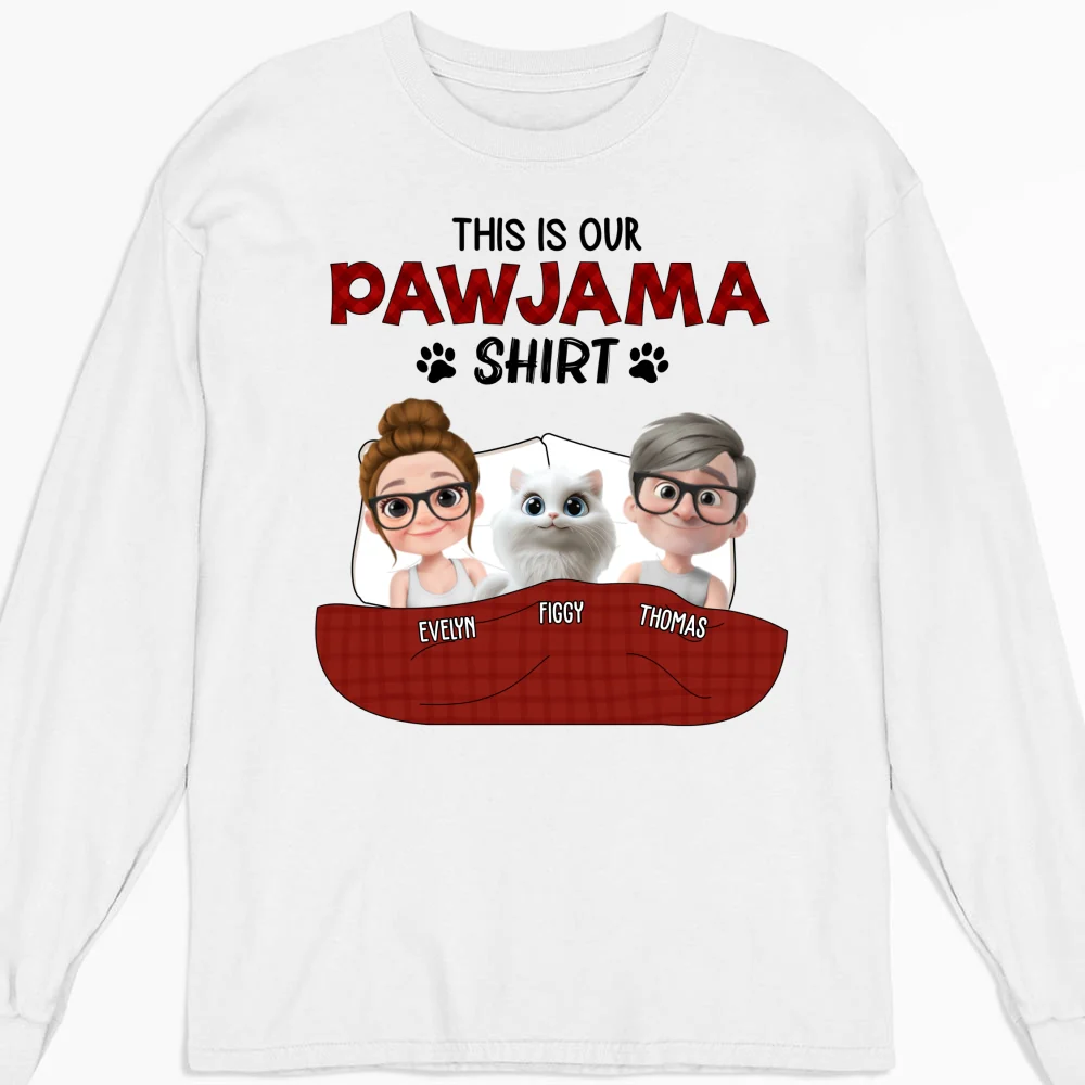 Our Cat Pawjama Shirt New Style - Personalized Custom Long Sleeve T-Shirt - Image 4