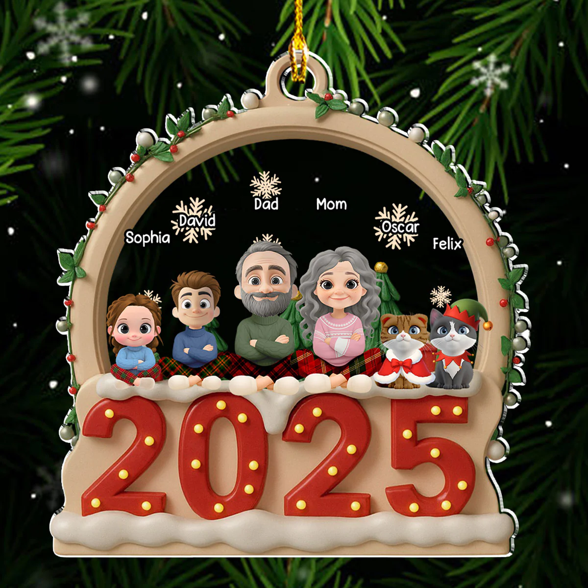 Our Christmas Together With Cats - Personalized Custom Acrylic Ornament - Image 4
